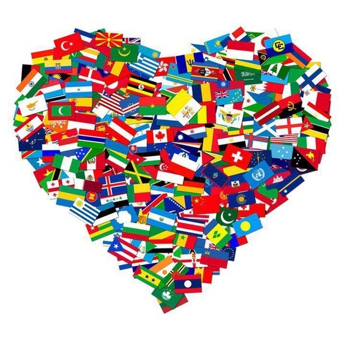 Heart filled with languages of the world