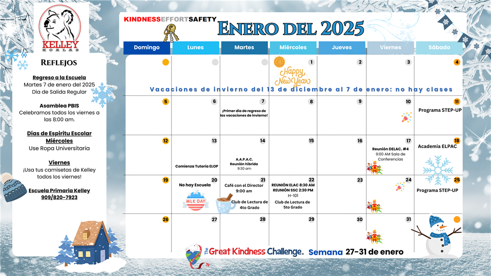 January Spanish Calendar