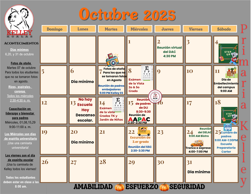 Image of Monthly Calendar spanish
